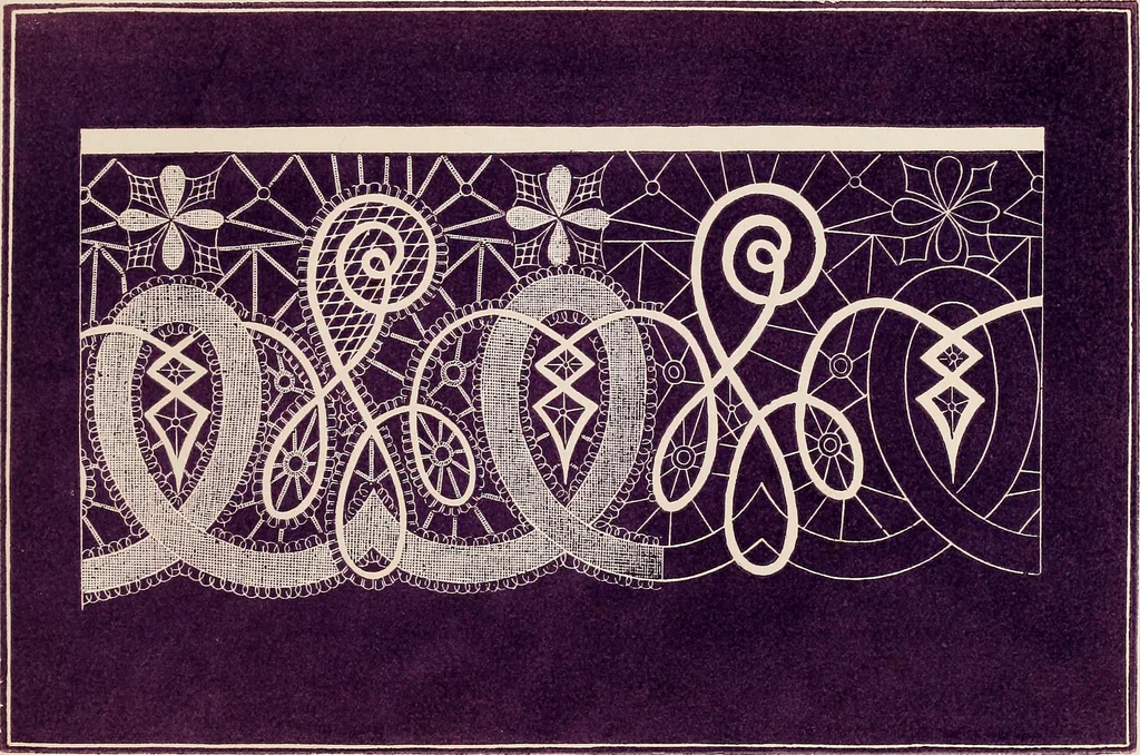 An illustration from The handbook of point lace : with illustrations and descriptions of thirty-four different stitches and a series of designs, 1870, leaf 42