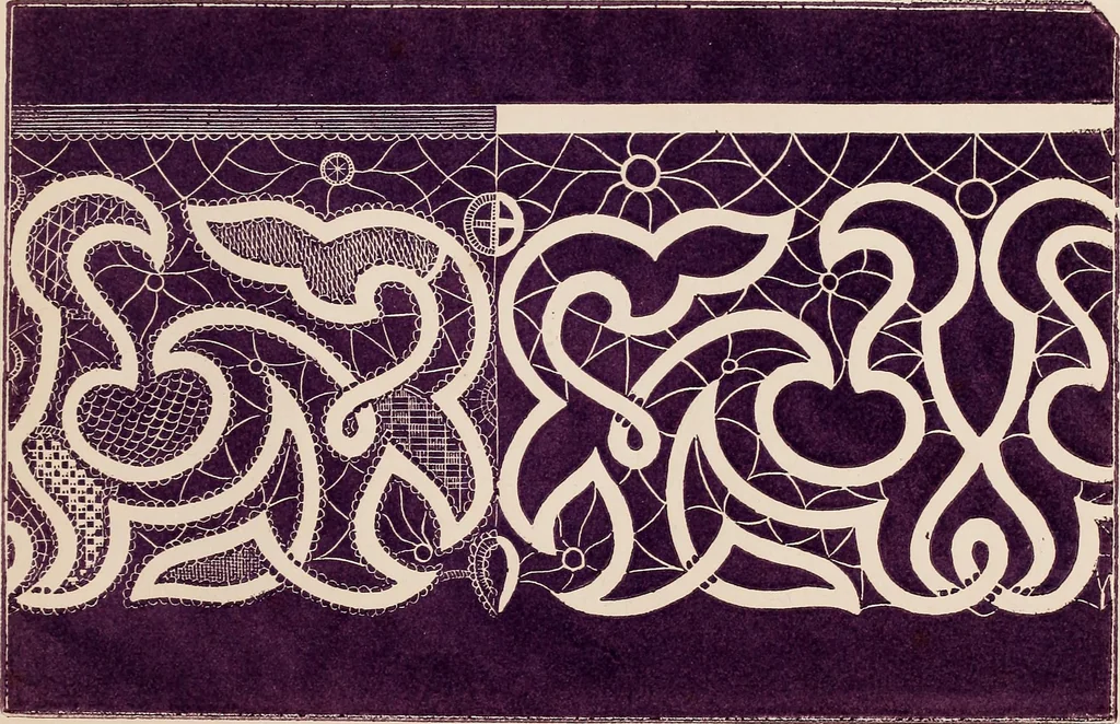 An illustration from The handbook of point lace : with illustrations and descriptions of thirty-four different stitches and a series of designs, 1870, leaf 44