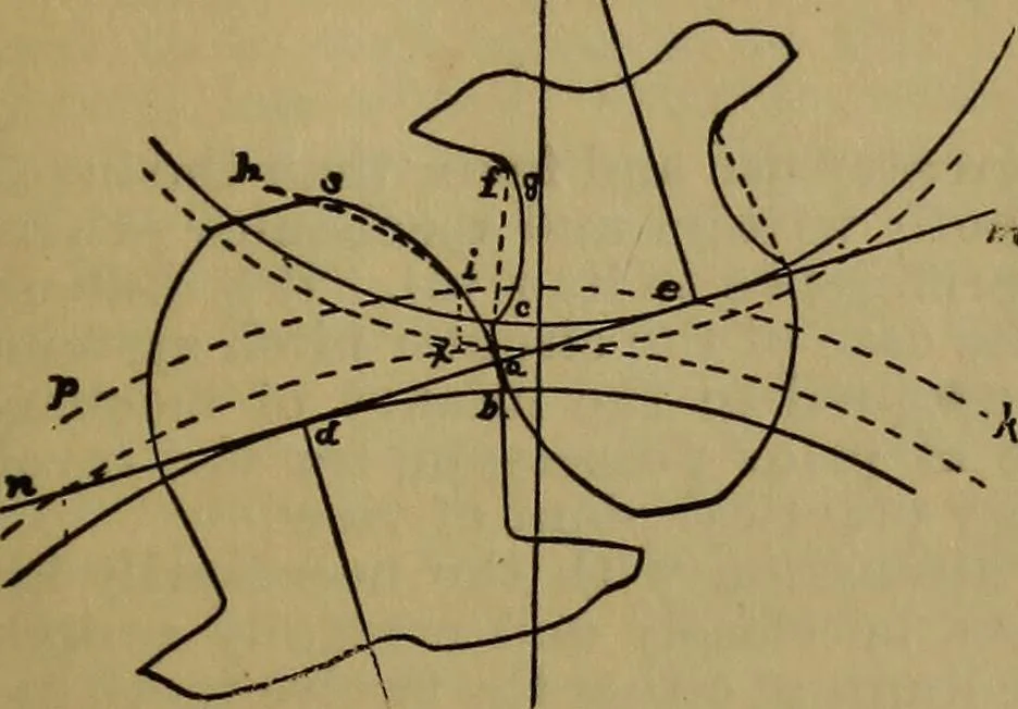 An illustration from A handbook on the teeth of gears, their curves, properties, and practical construction, 1887, leaf 23