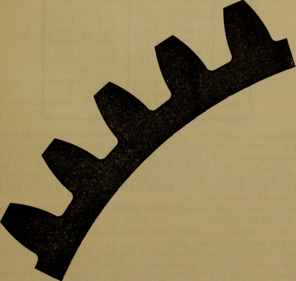 An illustration from A handbook on the teeth of gears, their curves, properties, and practical construction, 1887, leaf 25
