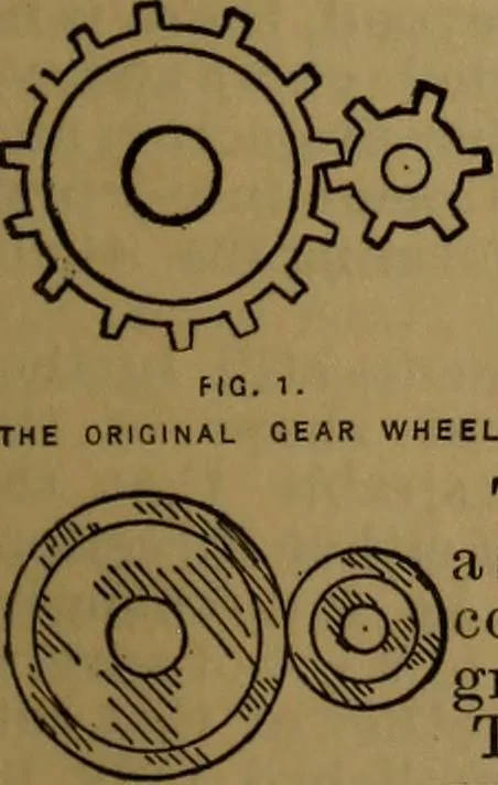An illustration from A handbook on the teeth of gears, their curves, properties, and practical construction, 1887, leaf 5