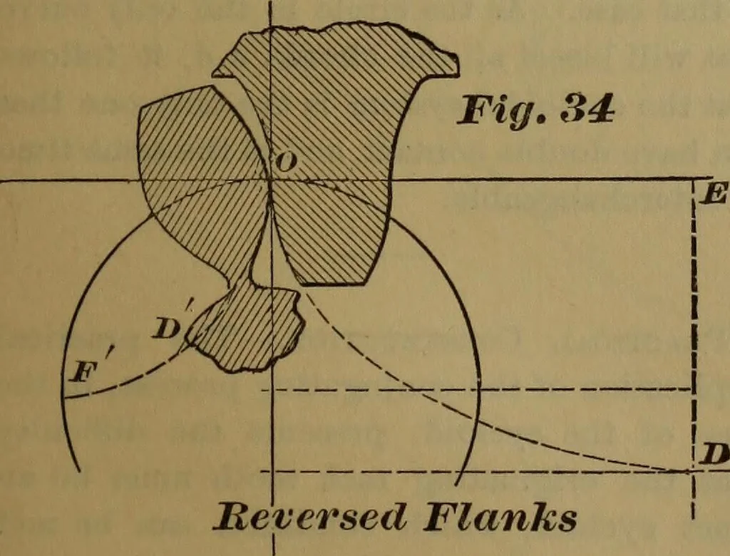 An illustration from A handbook on the teeth of gears, their curves, properties, and practical construction, 1887, leaf 57