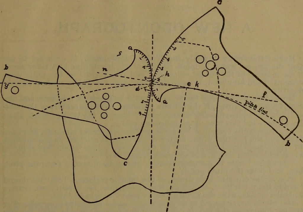 An illustration from A handbook on the teeth of gears, their curves, properties and practical construction, 1885, leaf 13