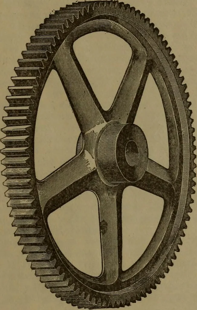 An illustration from A handbook on the teeth of gears, their curves, properties and practical construction, 1885, leaf 3