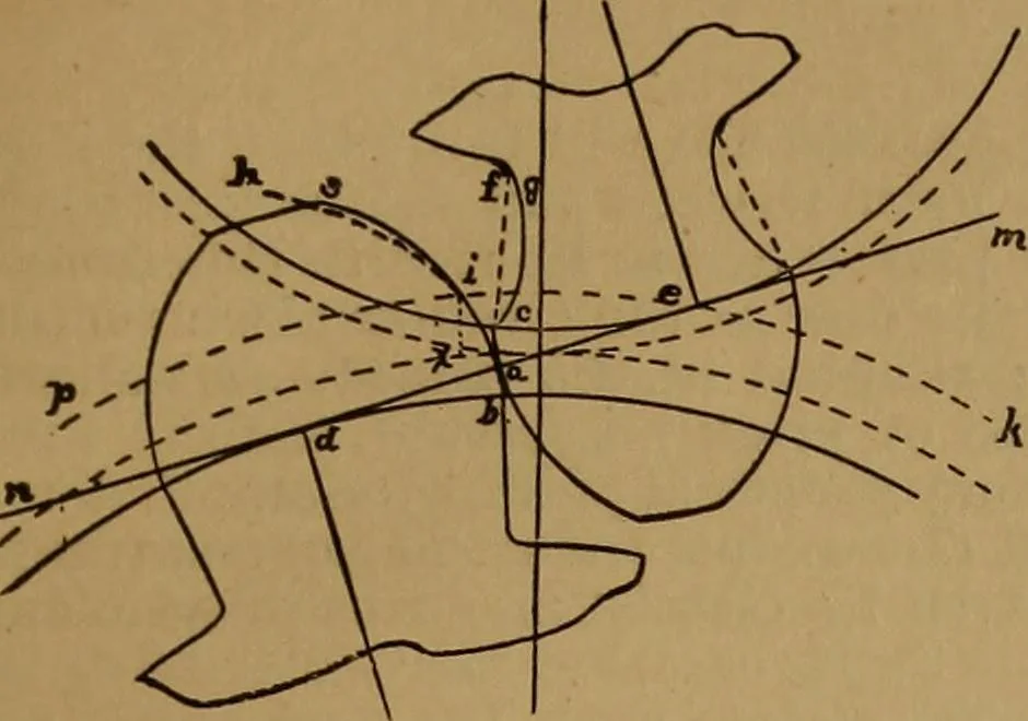 An illustration from A handbook on the teeth of gears, their curves, properties, and practical construction, 1890, leaf 23