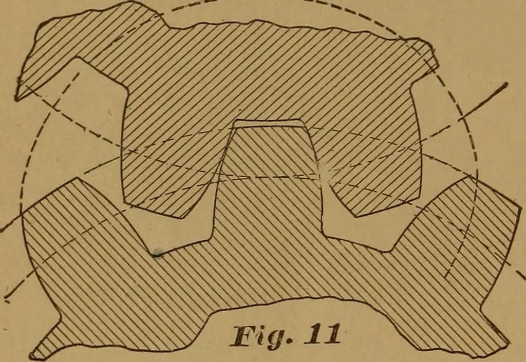 An illustration from A handbook on the teeth of gears, their curves, properties, and practical construction, 1890, leaf 42