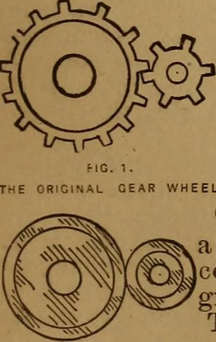 An illustration from A handbook on the teeth of gears, their curves, properties, and practical construction, 1890, leaf 5