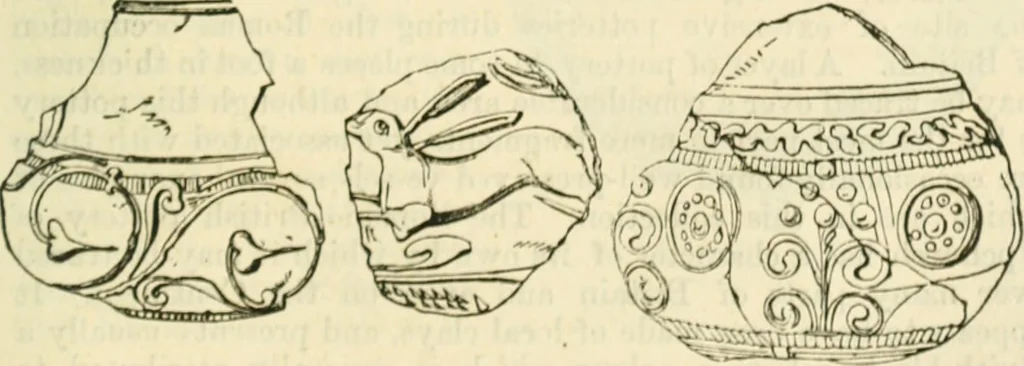An illustration from Handbook to the collection of British pottery and porcelain, in the Museum of Practical Geology, 1893, leaf 93