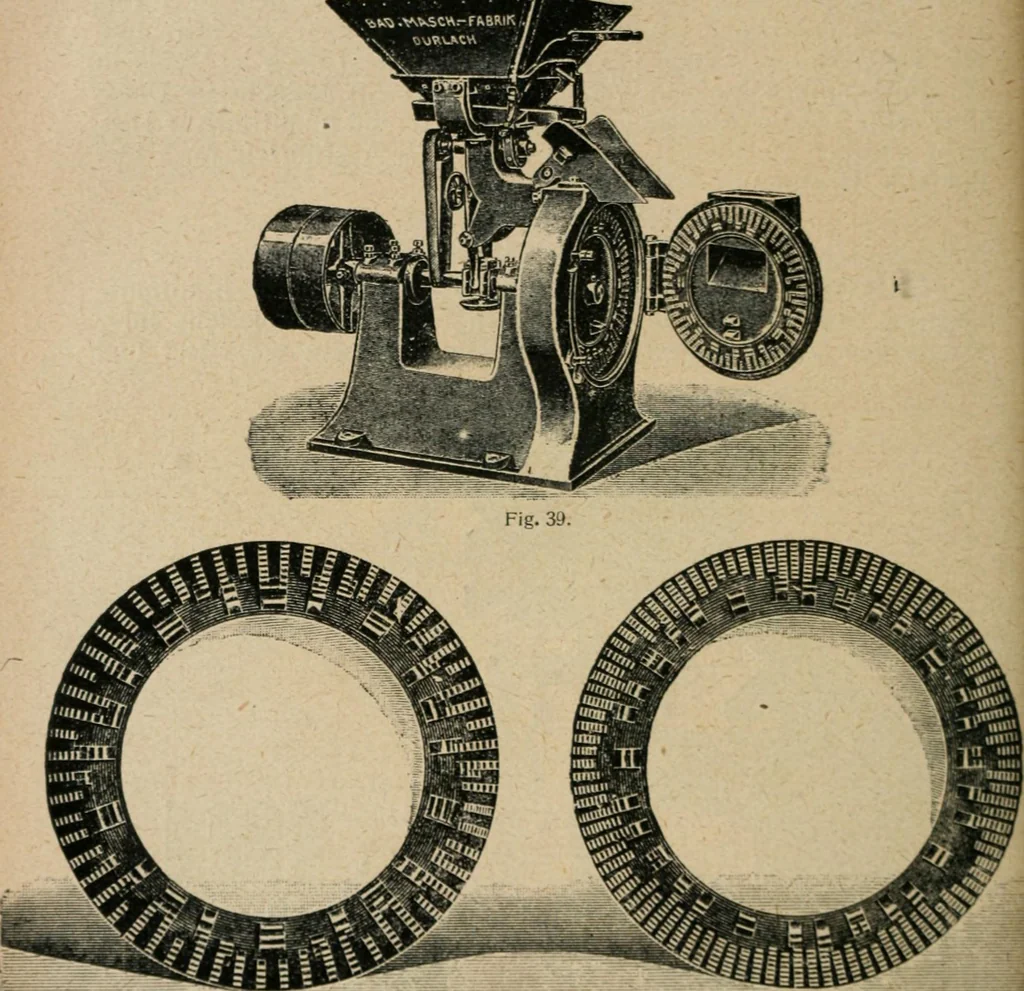 An illustration from Handbuch der Farbenfabrikation. Lehrbuch der Fabrikation, Untersuchung und Verwendung aller in der Praxis vorkommenden Körperfarben, 1922, leaf 113