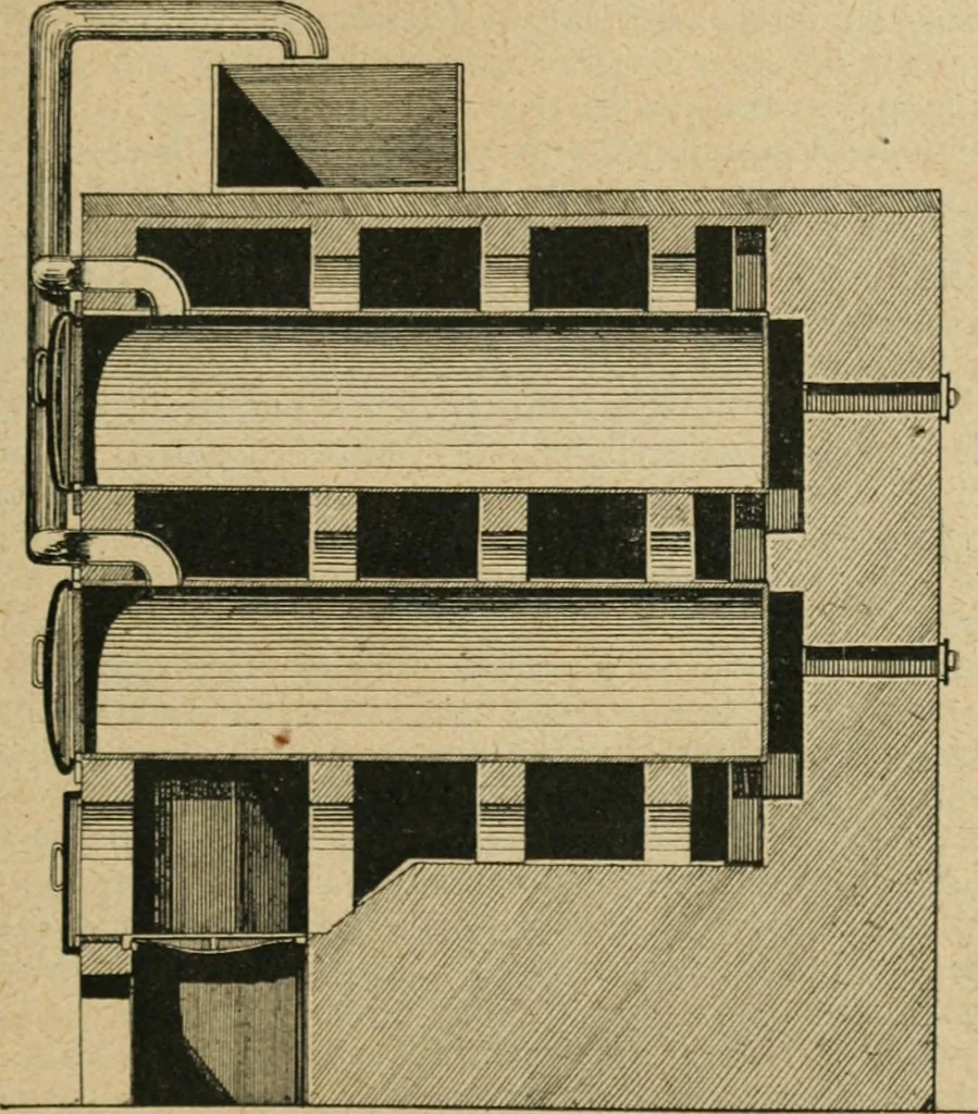 An illustration from Handbuch der Farbenfabrikation. Lehrbuch der Fabrikation, Untersuchung und Verwendung aller in der Praxis vorkommenden Körperfarben, 1922, leaf 518