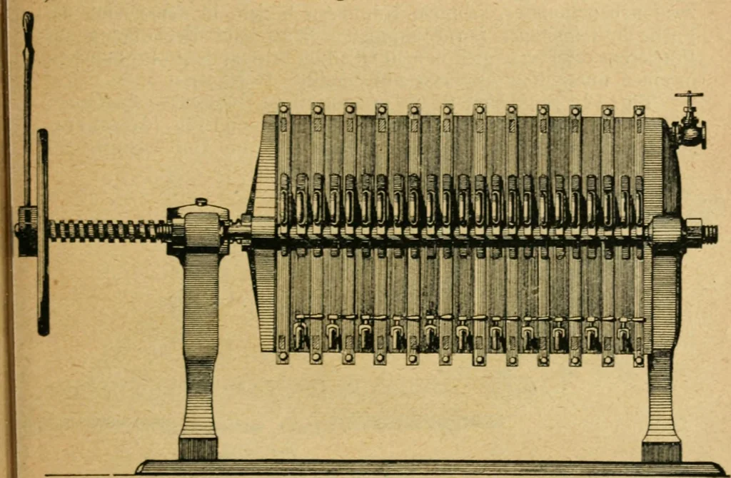 An illustration from Handbuch der Farbenfabrikation. Lehrbuch der Fabrikation, Untersuchung und Verwendung aller in der Praxis vorkommenden Körperfarben, 1922, leaf 70
