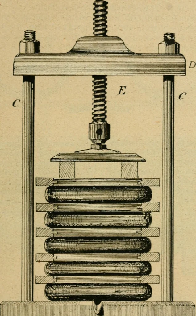 An illustration from Handbuch der Farbenfabrikation. Lehrbuch der Fabrikation, Untersuchung und Verwendung aller in der Praxis vorkommenden Körperfarben, 1922, leaf 76