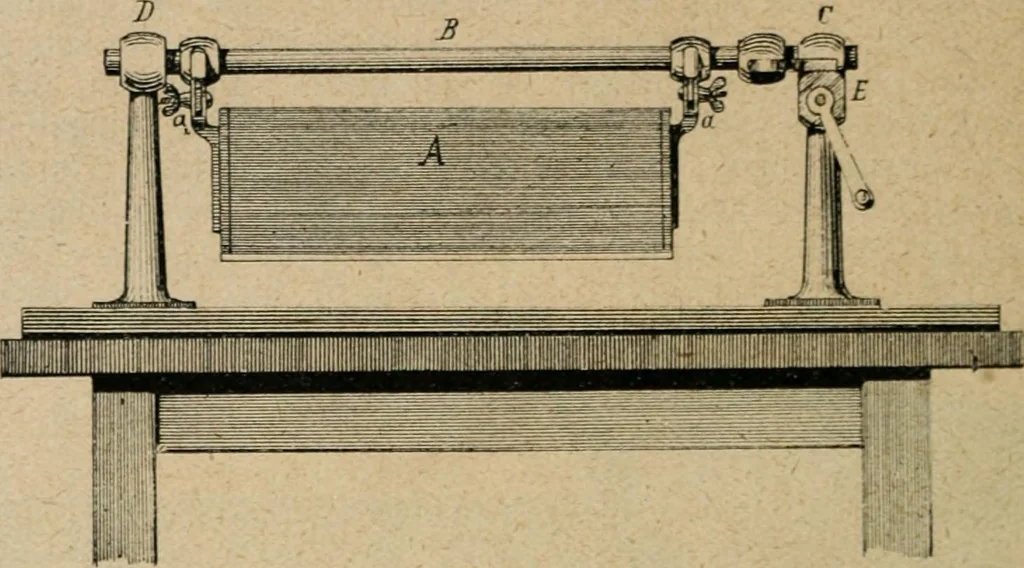 An illustration from Handbuch der Farbenfabrikation. Lehrbuch der Fabrikation, Untersuchung und Verwendung aller in der Praxis vorkommenden Körperfarben, 1922, leaf 83