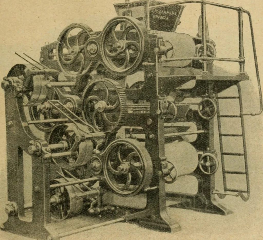 An illustration from Handbuch der Farbenfabrikation. Lehrbuch der Fabrikation, Untersuchung und Verwendung aller in der Praxis vorkommenden Körperfarben, 1922, leaf 848