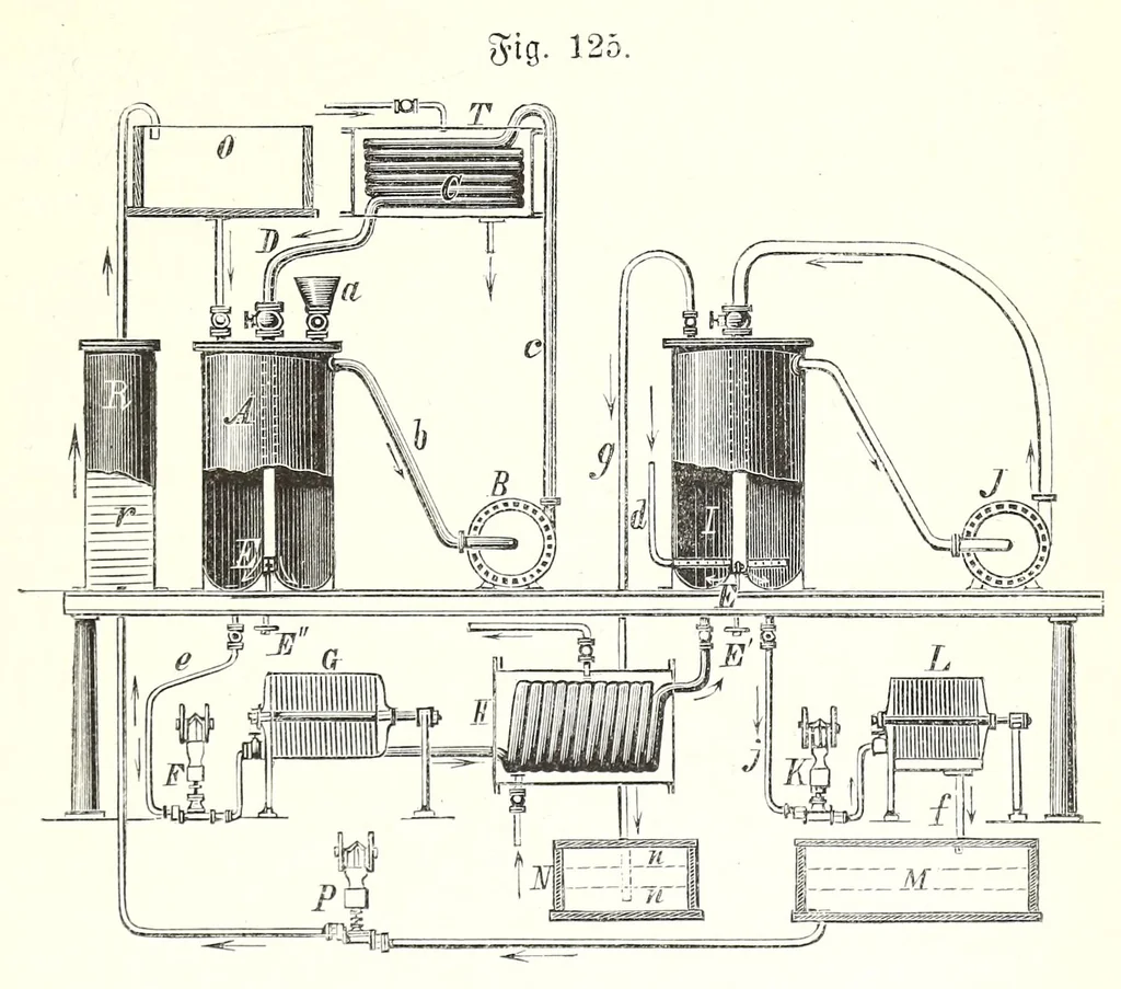 An illustration from Handbuch der Farben-Fabrikation . Praxis und Theorie, 1898, leaf 275