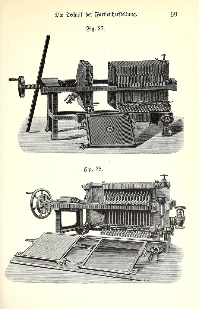 An illustration from Handbuch der Farben-Fabrikation . Praxis und Theorie, 1898, leaf 83