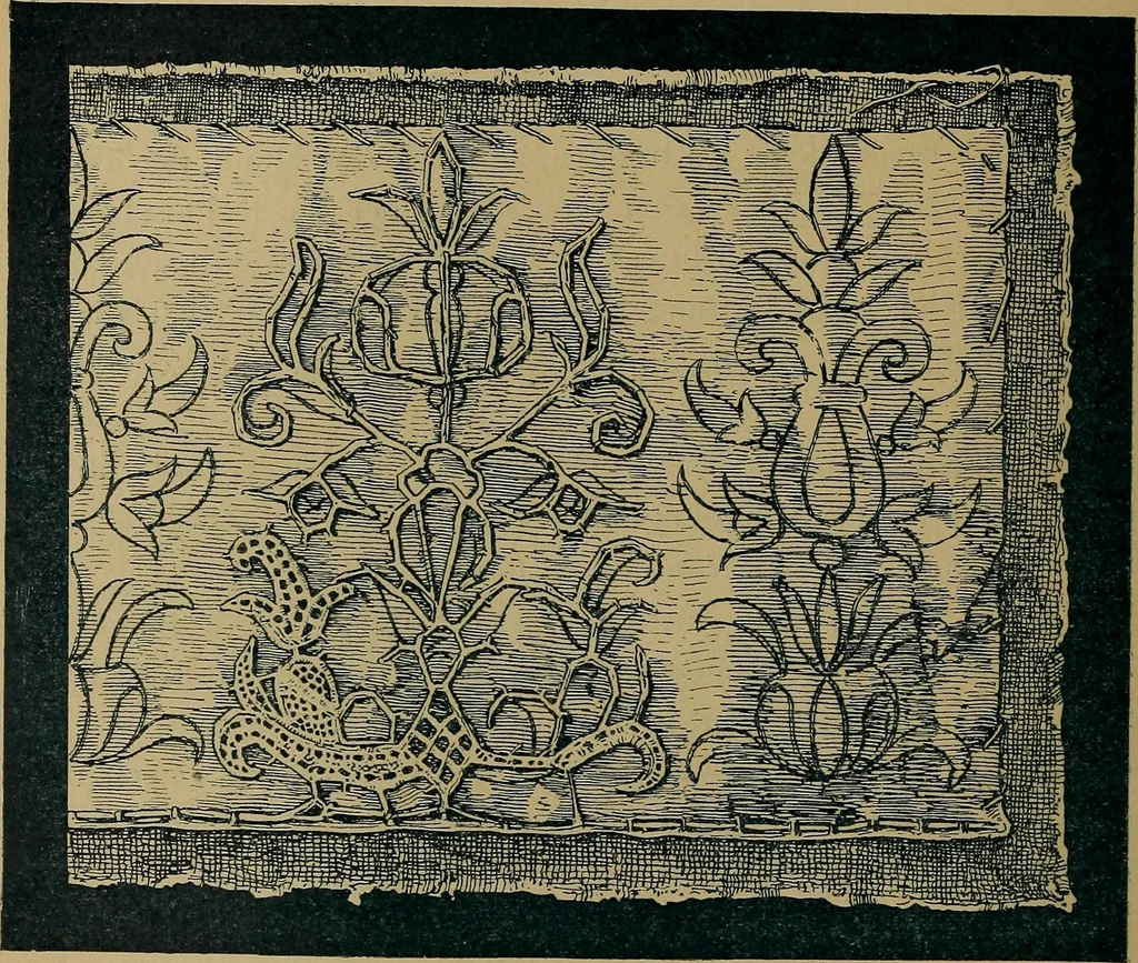 An illustration from Handbuch der Spitzenkunde, Technisches und Geschichtliches über die Näh-, Klöppel- und Maschinenspitzen, 1894, leaf 12