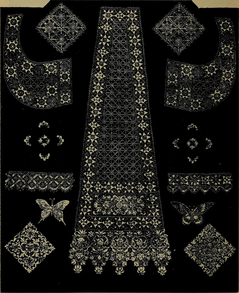 An illustration from Handbuch der Spitzenkunde, Technisches und Geschichtliches über die Näh-, Klöppel- und Maschinenspitzen, 1894, leaf 132