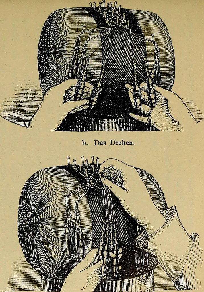 An illustration from Handbuch der Spitzenkunde, Technisches und Geschichtliches über die Näh-, Klöppel- und Maschinenspitzen, 1894, leaf 151