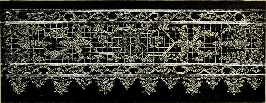 An illustration from Handbuch der Spitzenkunde, Technisches und Geschichtliches über die Näh-, Klöppel- und Maschinenspitzen, 1894, leaf 227