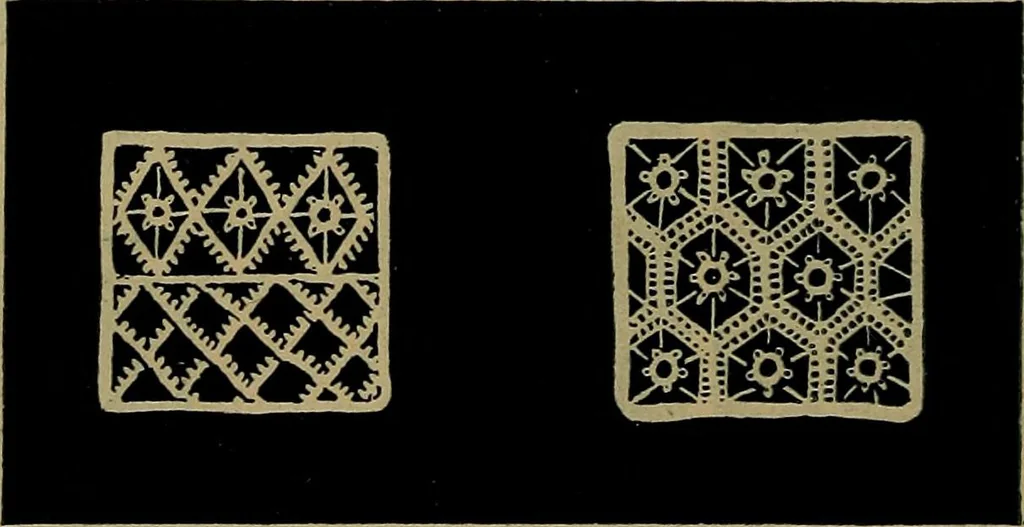 An illustration from Handbuch der Spitzenkunde, Technisches und Geschichtliches über die Näh-, Klöppel- und Maschinenspitzen, 1894, leaf 92