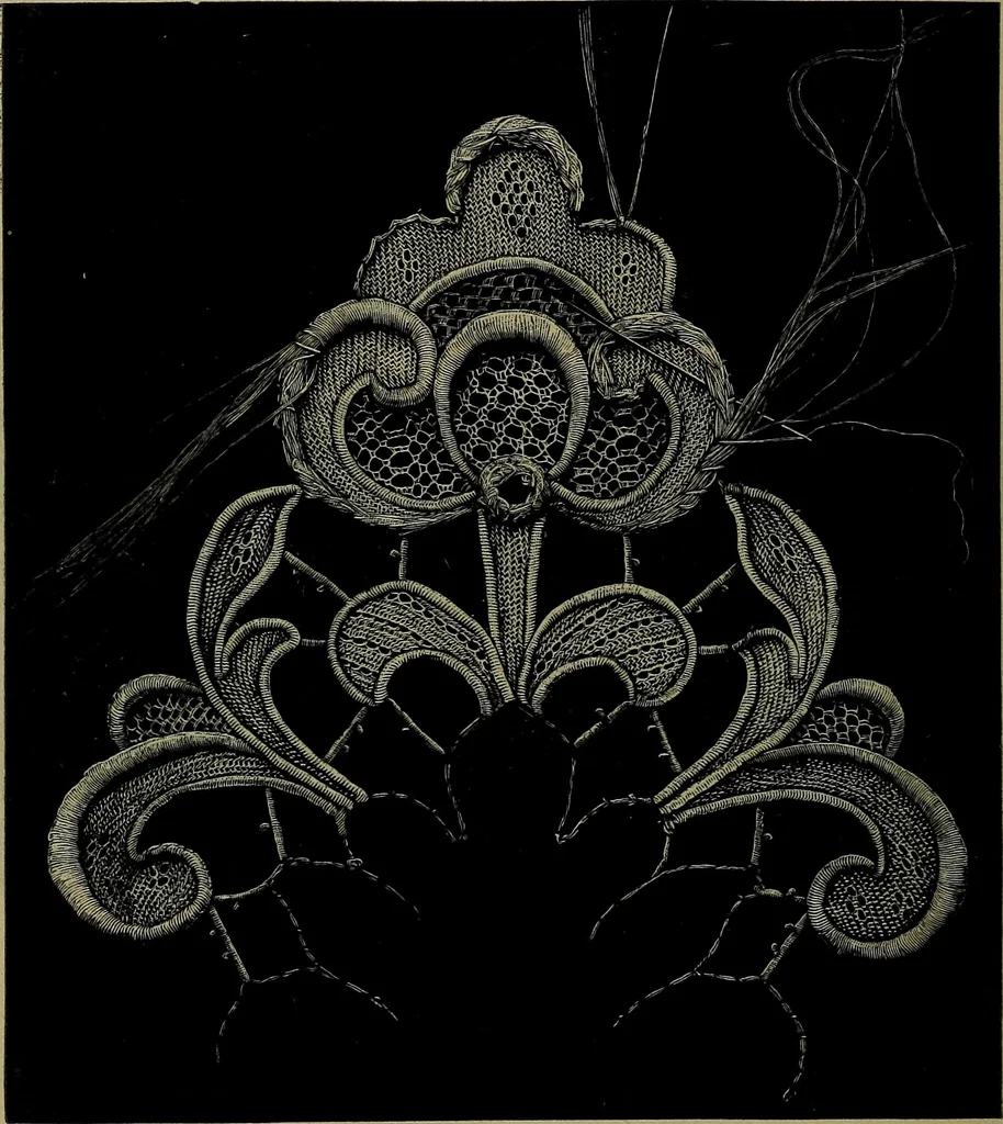 An illustration from Handbuch der Spitzenkunde, Technisches und Geschichtliches über die Näh-, Klöppel- und Maschinenspitzen, 1894, leaf 94