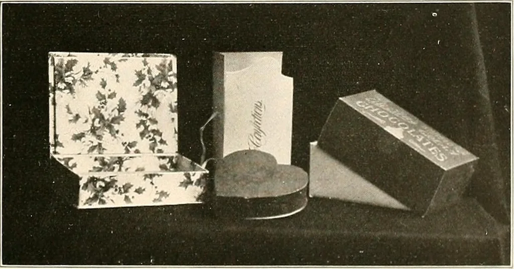 An illustration from Handicraft for girls; a tentative course in needlework, basketry, designing, paper and cardboard construction, textile fibers and fabrics and home decoration and care, designed for use in schools and homes, 1910, leaf 107