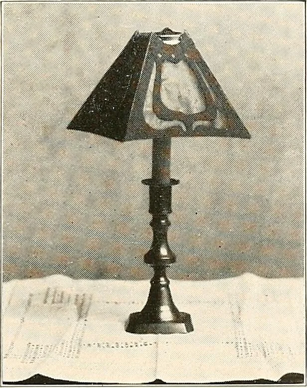 An illustration from Handicraft for girls; a tentative course in needlework, basketry, designing, paper and cardboard construction, textile fibers and fabrics and home decoration and care, designed for use in schools and homes, 1910, leaf 115