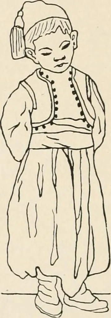 An illustration from Handicraft for girls; a tentative course in needlework, basketry, designing, paper and cardboard construction, textile fibers and fabrics and home decoration and care, designed for use in schools and homes, 1910, leaf 16