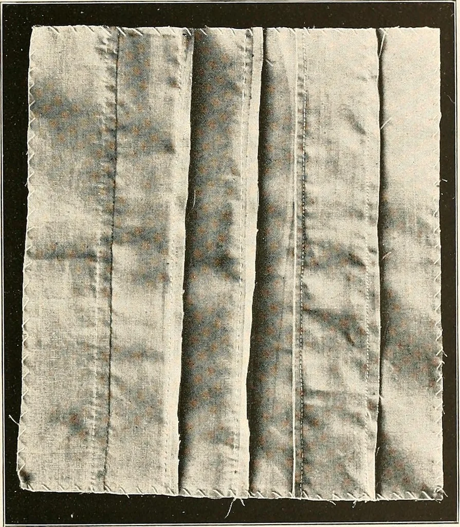 An illustration from Handicraft for girls; a tentative course in needlework, basketry, designing, paper and cardboard construction, textile fibers and fabrics and home decoration and care, designed for use in schools and homes, 1910, leaf 25
