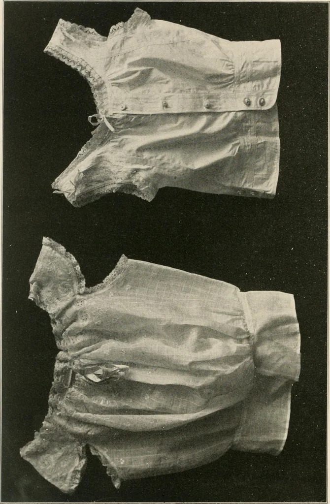 An illustration from Handicraft for girls; a tentative course in needlework, basketry, designing, paper and cardboard construction, textile fibers and fabrics and home decoration and care, designed for use in schools and homes, 1910, leaf 58