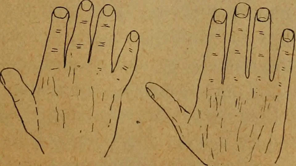 An illustration from The hand and its lines; a short treatise on palmistry .., 1902, leaf 13