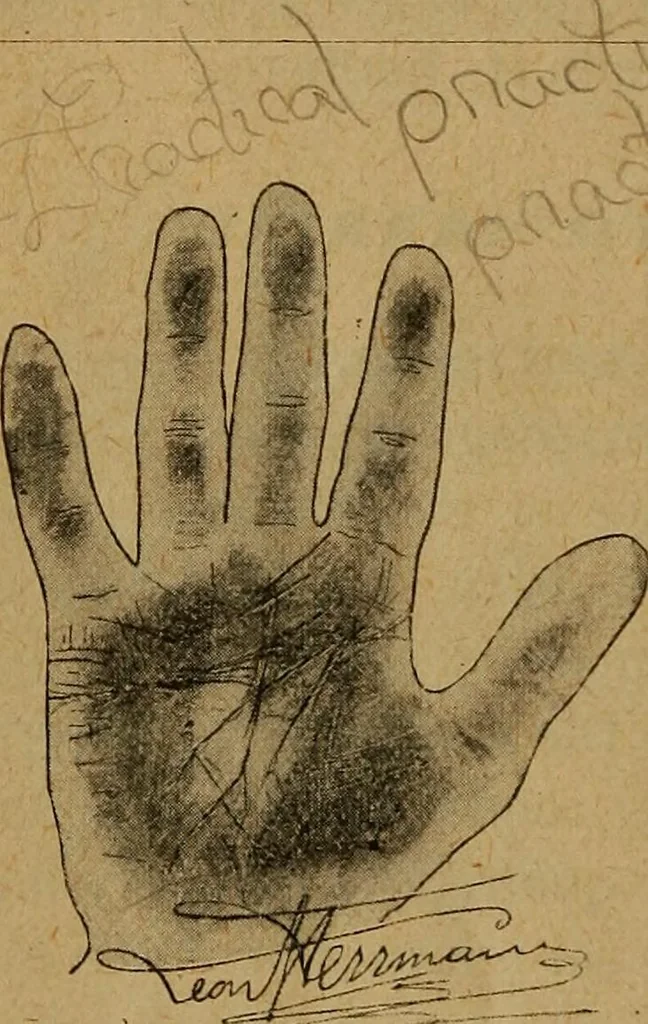 An illustration from The hand and its lines; a short treatise on palmistry .., 1902, leaf 26