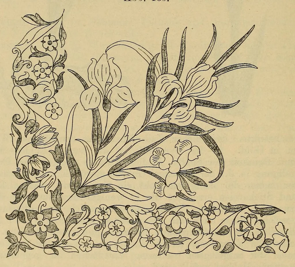 An illustration from Handwörterbuch der textilkunde aller zeiten und völker für studierende, fabrikanten, kaufleute, sammler und zeichner der gewebe, stickereien, spitzen, teppiche und dergl., sowie für schule und haus, 1904, leaf 344