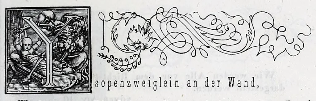 An illustration from Hans Holbein's initial-buchstaben mit dem todtentanz. Nach Hans Lutzelburger's original-holzschnitten im Dresdner Kabinet zum ersten mal treu copirt von Heinrich Loedel. Mit erläuternden denkversen und einer geschichtlichen abhandlung über die todtentänze von Dr. Adolf Ellisen .., 1849, leaf 63