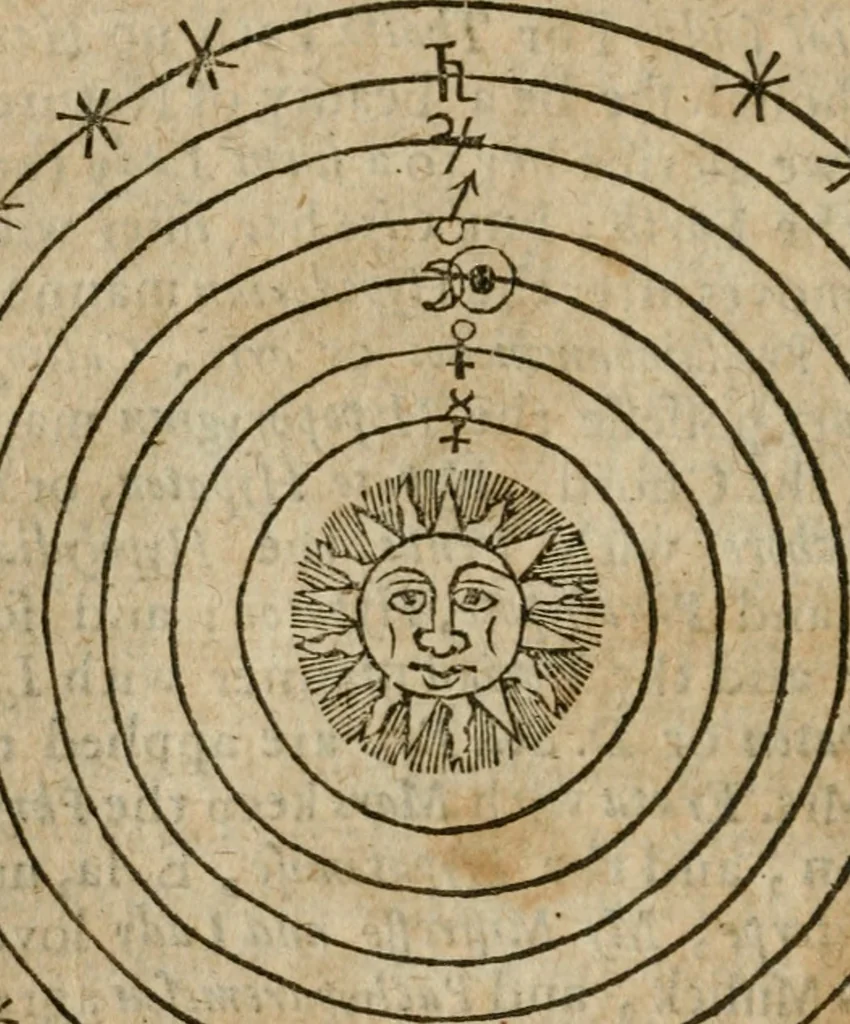 An illustration from The harmony of the world : being a discourse of God, heaven, angels, stars, planets, earth, the miraculous descentions and ascentions of spirits : with the nature and harmony of mans body, the art of preparing Rosie Crucian medicines to cure all diseases : their rules to raise bodies decayed, which are verified by a practical examination of principles in the great world : whereunto is added, the state of the New Jerusalem, grounded upon the knowledge of nature, light of reason, phylosophy and divinity : all fitted to the understanding, use and profit of wisdomes children, and communicated to the sons of art, 1662, leaf 139