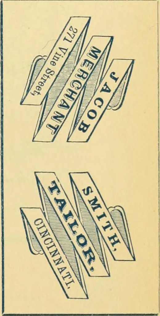 An illustration from Harpel's typograph : or Book of specimens containing useful information, suggestions and a collection of examples of letterpress job printing arranged for the assistance of master printers, amateurs, apprentices, and others,, 1870, leaf 137