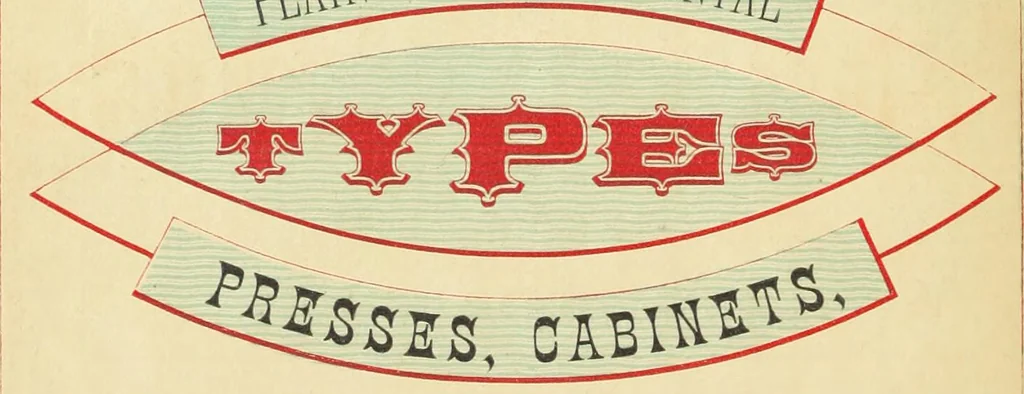 An illustration from Harpel's typograph : or Book of specimens containing useful information, suggestions and a collection of examples of letterpress job printing arranged for the assistance of master printers, amateurs, apprentices, and others,, 1870, leaf 320