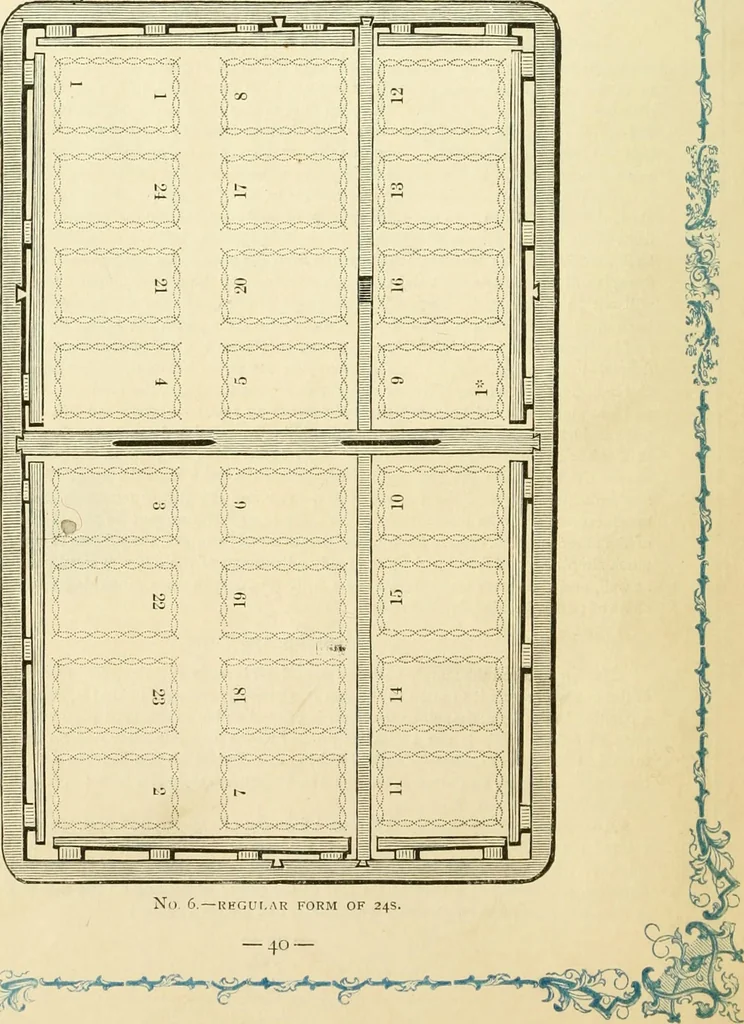 An illustration from Harpel's typograph : or Book of specimens containing useful information, suggestions and a collection of examples of letterpress job printing arranged for the assistance of master printers, amateurs, apprentices, and others,, 1870, leaf 56
