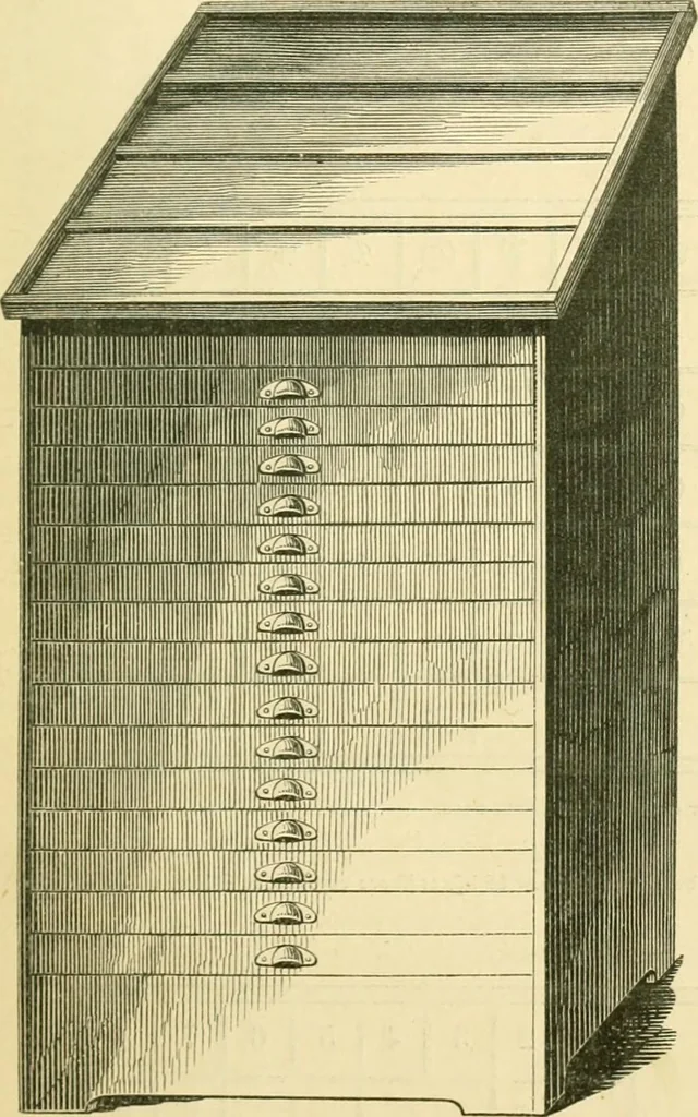 An illustration from Harpel's typograph : or Book of specimens containing useful information, suggestions and a collection of examples of letterpress job printing arranged for the assistance of master printers, amateurs, apprentices, and others,, 1870, leaf 59