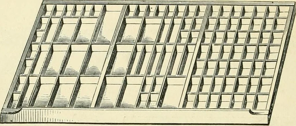 An illustration from Harpel's typograph : or Book of specimens containing useful information, suggestions and a collection of examples of letterpress job printing arranged for the assistance of master printers, amateurs, apprentices, and others,, 1870, leaf 60