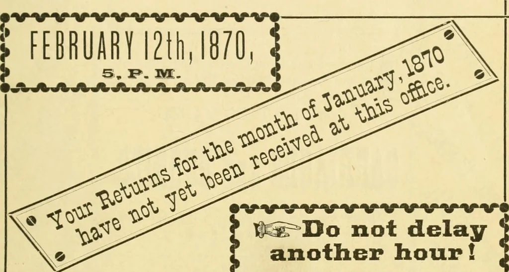 An illustration from Harpel's typograph : or Book of specimens containing useful information, suggestions and a collection of examples of letterpress job printing arranged for the assistance of master printers, amateurs, apprentices, and others,, 1870, leaf 79