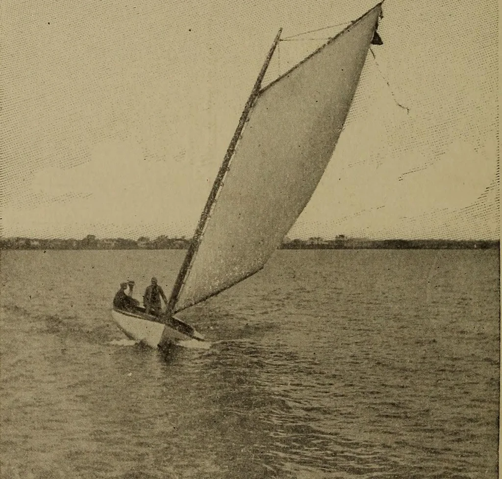 An illustration from Harper's boating book for boys; a guide to motor boating, sailing, canoeing and rowing, 1912, leaf 162
