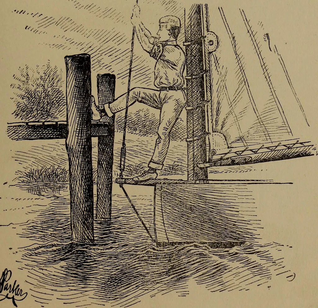 An illustration from Harper's boating book for boys; a guide to motor boating, sailing, canoeing and rowing, 1912, leaf 165