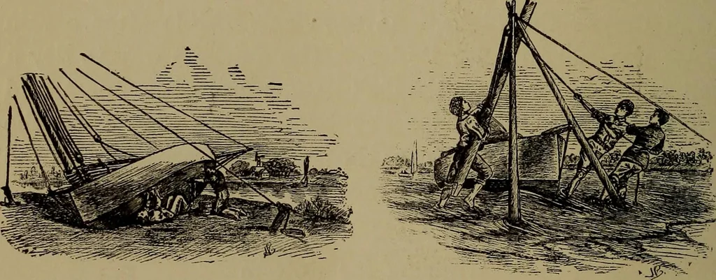 An illustration from Harper's boating book for boys; a guide to motor boating, sailing, canoeing and rowing, 1912, leaf 208