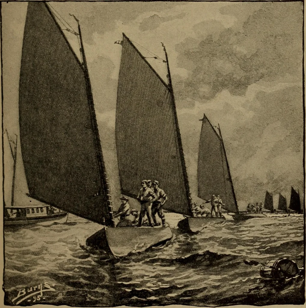 An illustration from Harper's boating book for boys; a guide to motor boating, sailing, canoeing and rowing, 1912, leaf 215