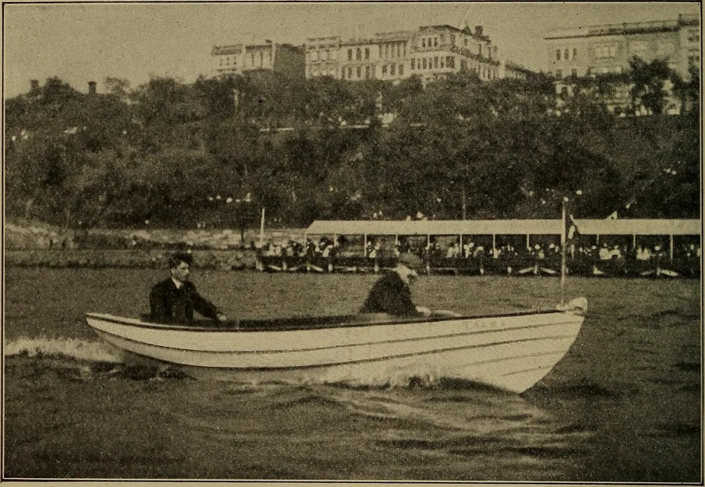 An illustration from Harper's boating book for boys; a guide to motor boating, sailing, canoeing and rowing, 1912, leaf 254