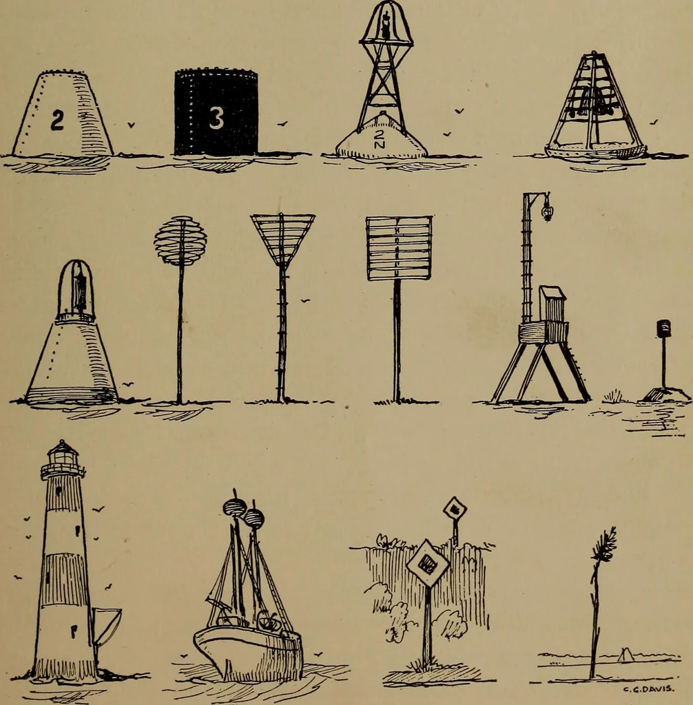 An illustration from Harper's boating book for boys; a guide to motor boating, sailing, canoeing and rowing, 1912, leaf 313