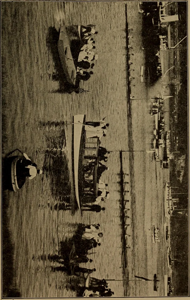 An illustration from Harper's boating book for boys; a guide to motor boating, sailing, canoeing and rowing, 1912, leaf 391