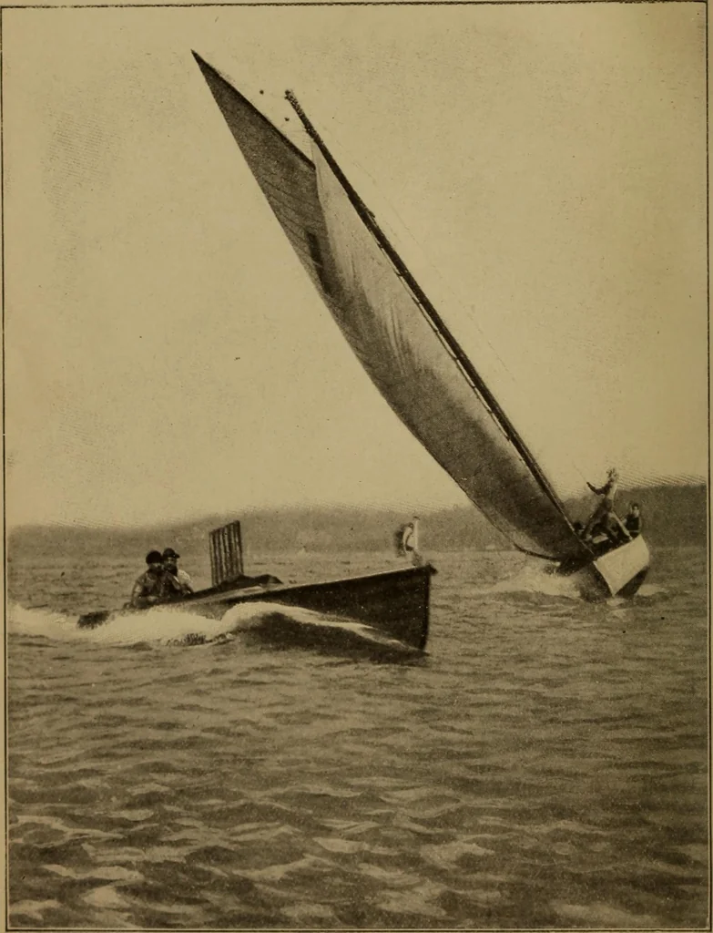 An illustration from Harper's boating book for boys; a guide to motor boating, sailing, canoeing and rowing, 1912, leaf 4